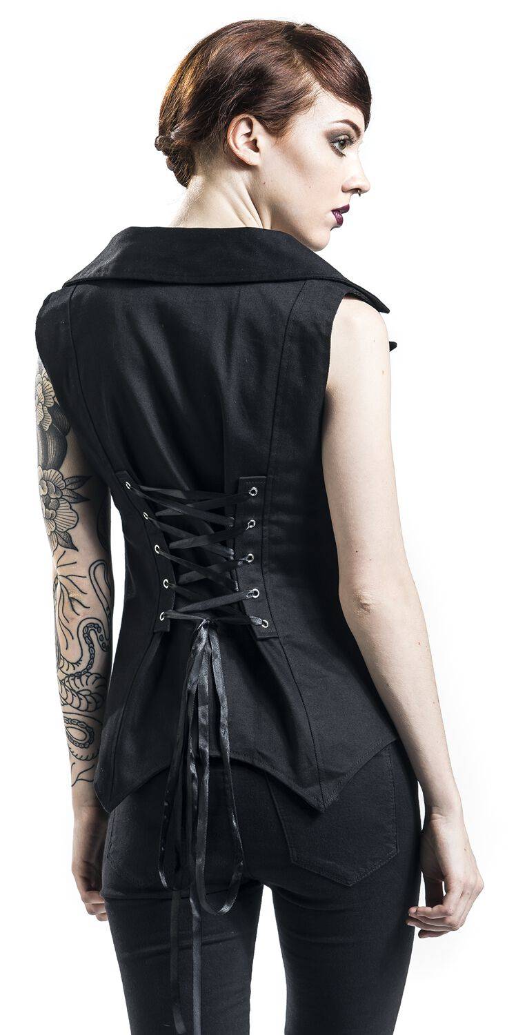 EMP Weste schwarz von Gothicana by EMP Großer Ausverkauf
