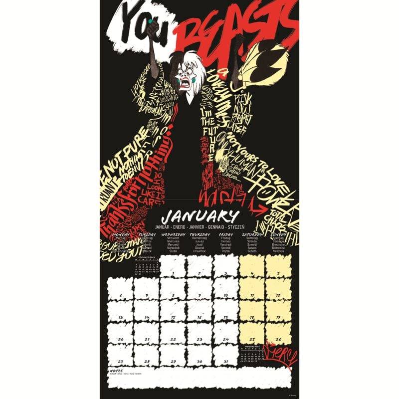EMP "Villains - Wandkalender 2025" Kalenderbuch multicolor von Disney Im Verkauf
