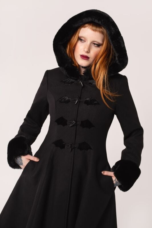 EMP "Batilda Coat" Mantel schwarz von Hell Bunny im Angebot