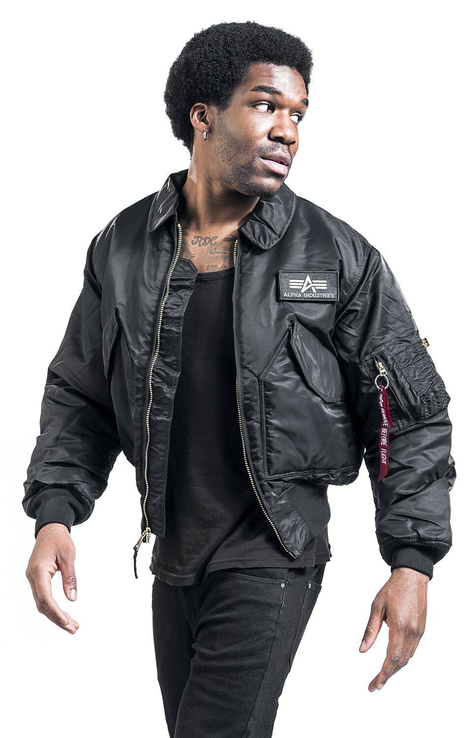 EMP "CWU 45" Bomberjacke schwarz von Alpha Industries Kostenloser Versand