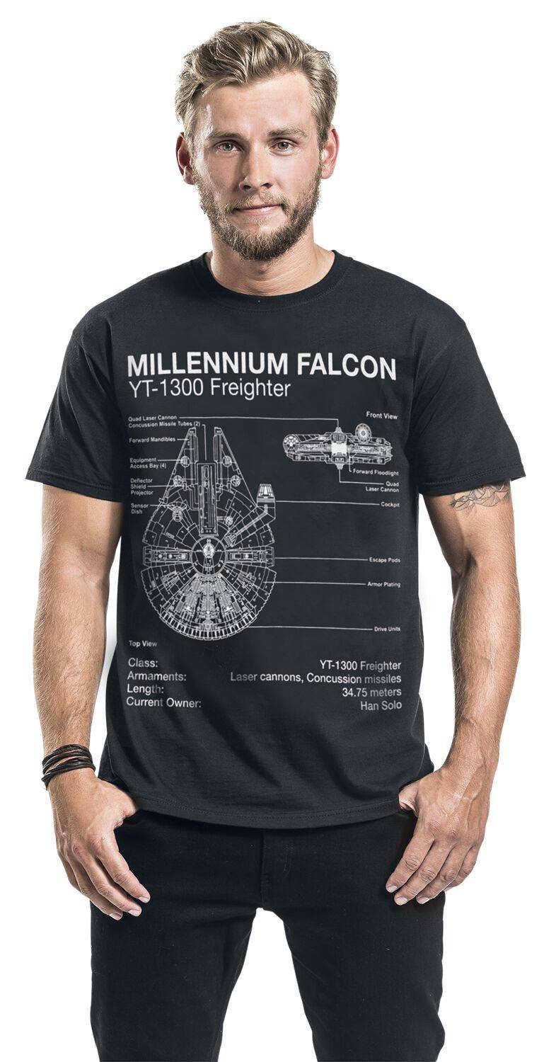 EMP "Millenium Falcon Sketch" T-Shirt schwarz von Star Wars Preisnachlass