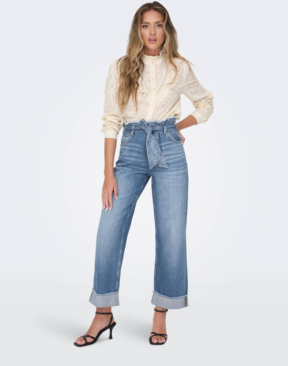 EMP "Onlmaddie Ex HW Wide Belt Fold UP DNM" Jeans blau von Only Kostenlose Rückgabe