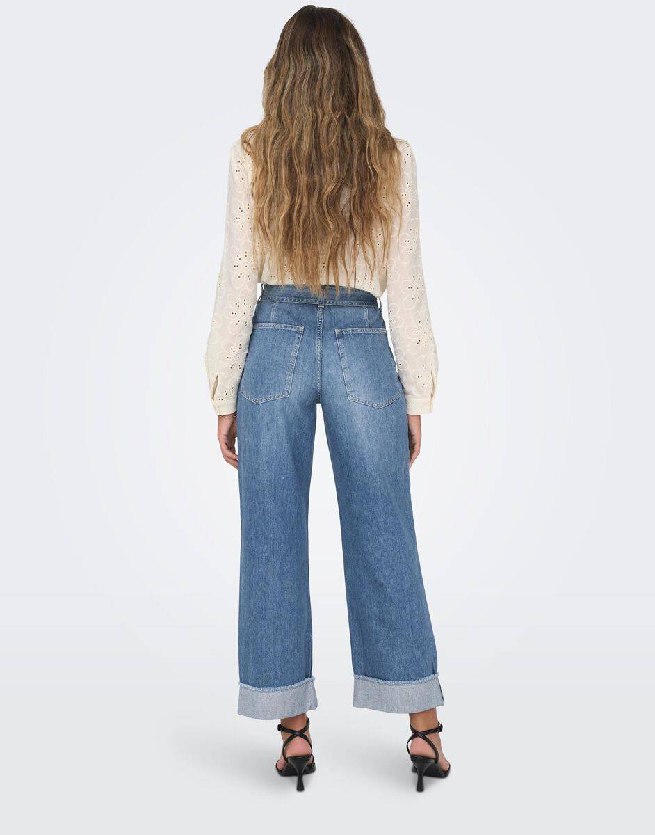 EMP "Onlmaddie Ex HW Wide Belt Fold UP DNM" Jeans blau von Only Kostenlose Rückgabe