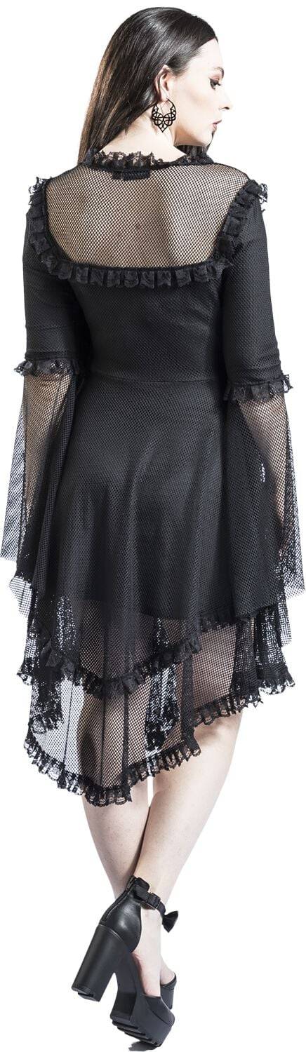 EMP "Fishnet Flared Dress" Mittellanges Kleid schwarz von Jawbreaker Fabrikpreis