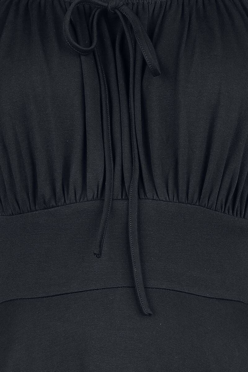 EMP "Gathered Neckline Flare Dress" Mittellanges Kleid schwarz von Voodoo Vixen Clearance-Verkauf