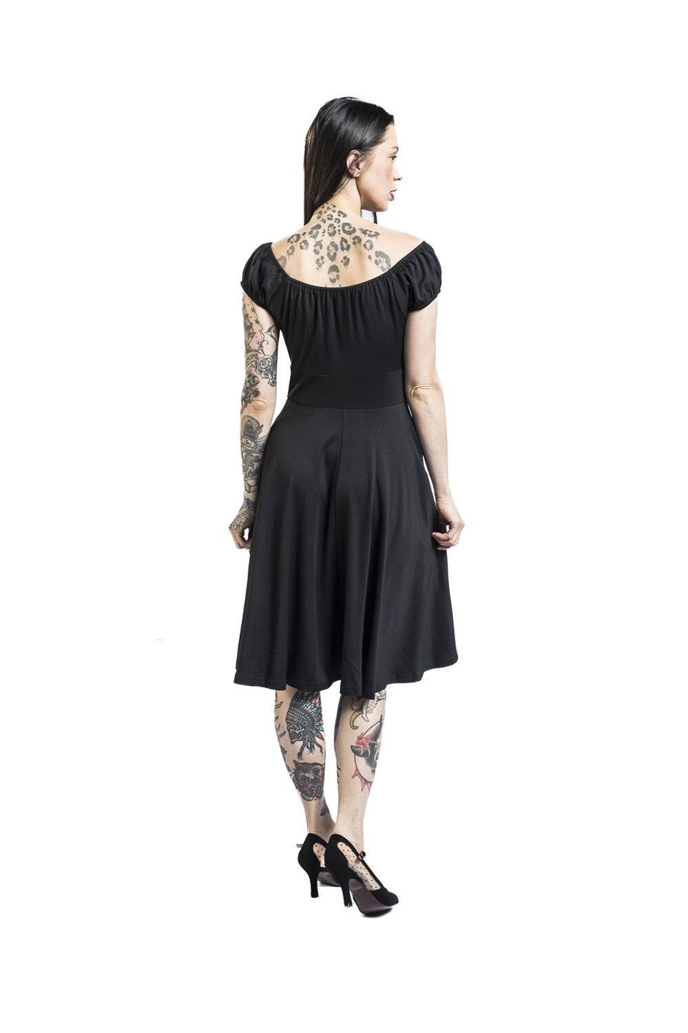 EMP "Gathered Neckline Flare Dress" Mittellanges Kleid schwarz von Voodoo Vixen Clearance-Verkauf