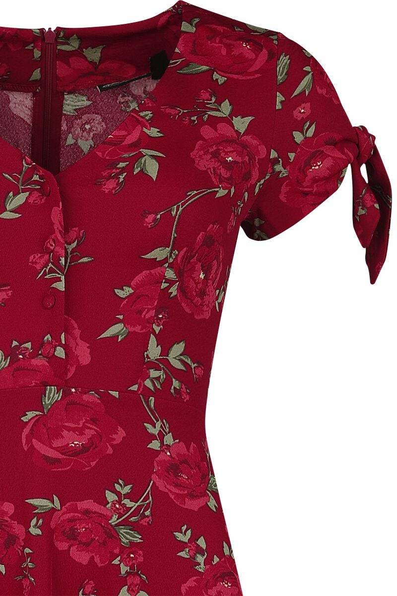 EMP "V Neck Flared Dress" Langes Kleid rot von Voodoo Vixen Hotsell