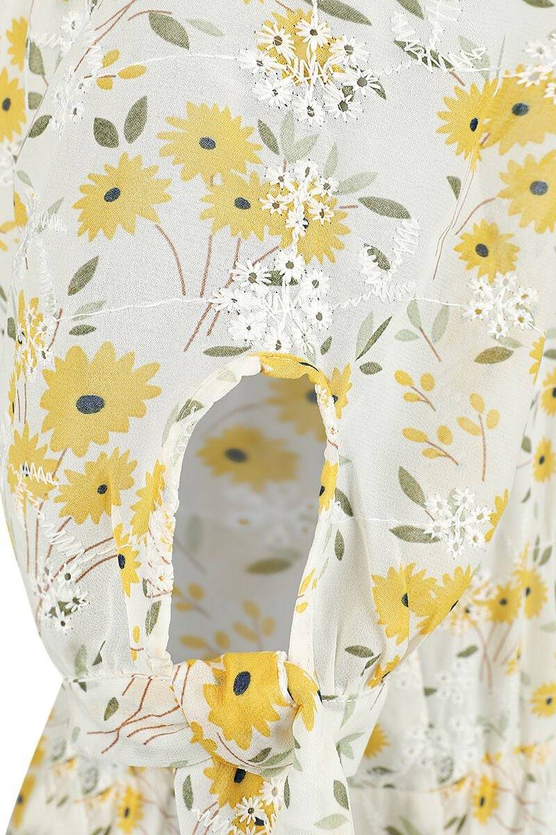 EMP "Tie Sleeve Floral Print And Emb Chiffon Flare Dress" Mittellanges Kleid multicolor von Voodoo Vixen Meist gekauft
