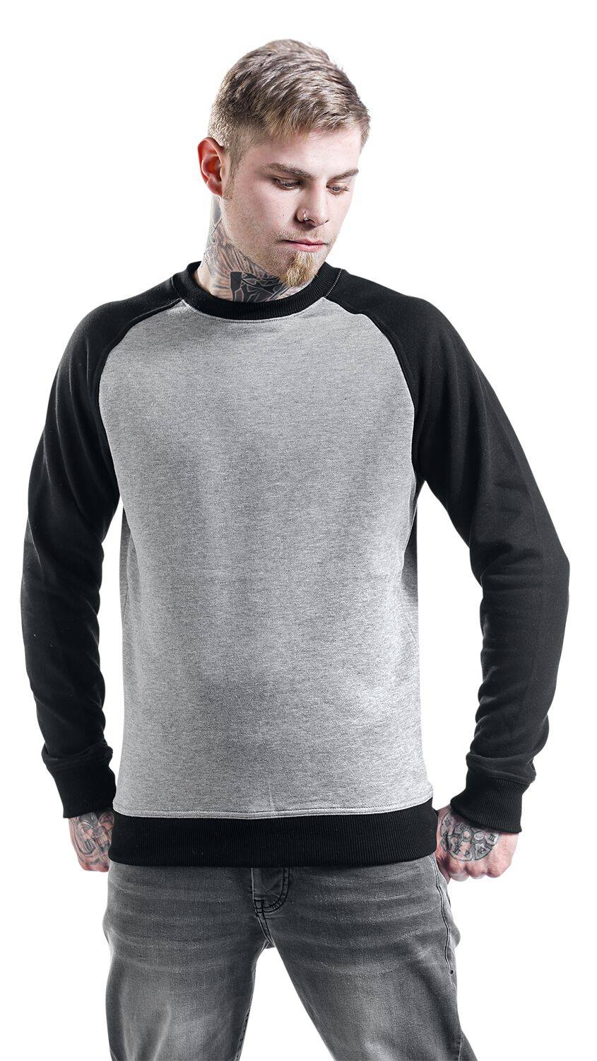 EMP "2-Tone Raglan Crewneck" Sweatshirt grau/schwarz von Urban Classics Saisonale Angebote