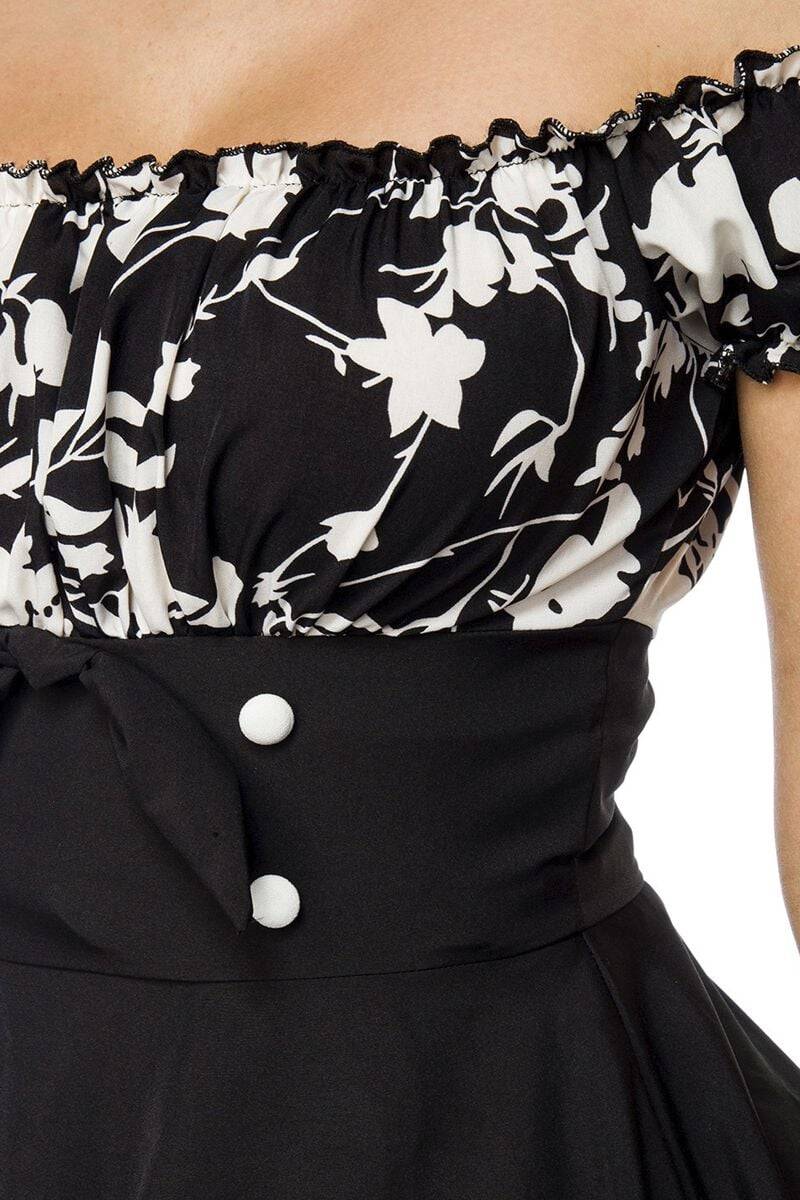 EMP "Schulterfreies Swing-Kleid" Mittellanges Kleid schwarz/weiß von Belsira Letzte 2 Tage