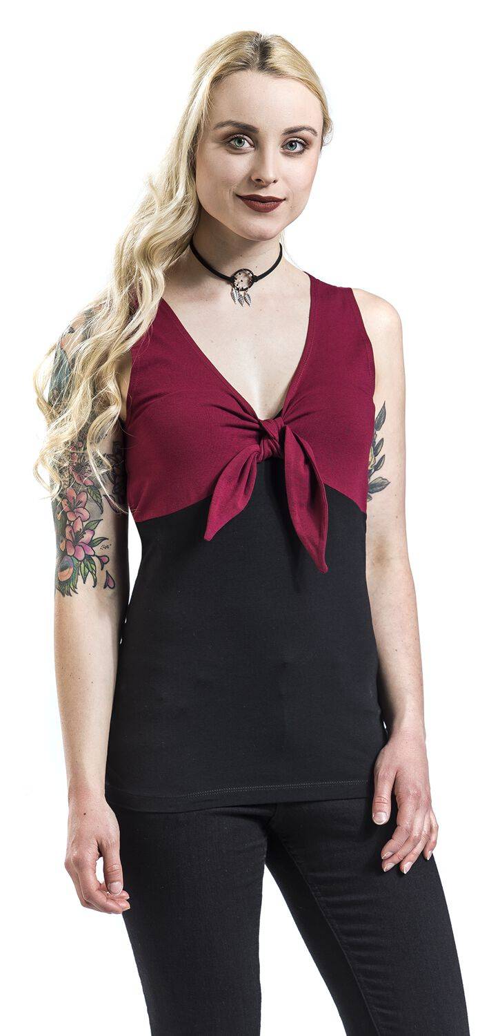 EMP Top bordeaux/schwarz von Rock Rebel by EMP 50% Rabatt mit kostenlosem Versand