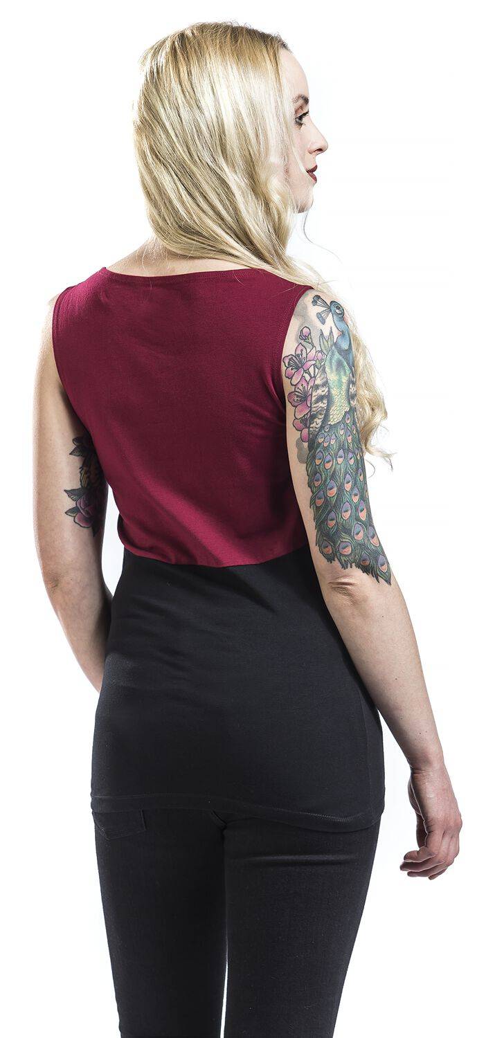 EMP Top bordeaux/schwarz von Rock Rebel by EMP 50% Rabatt mit kostenlosem Versand