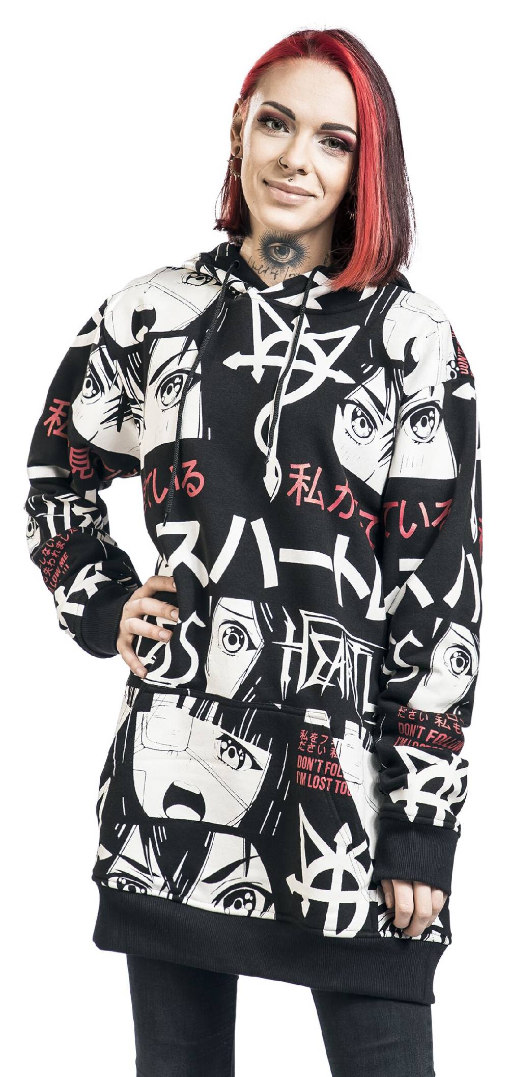 EMP "I'm Lost Hood" Kapuzenpullover schwarz/weiß/rot von Heartless Rabatt