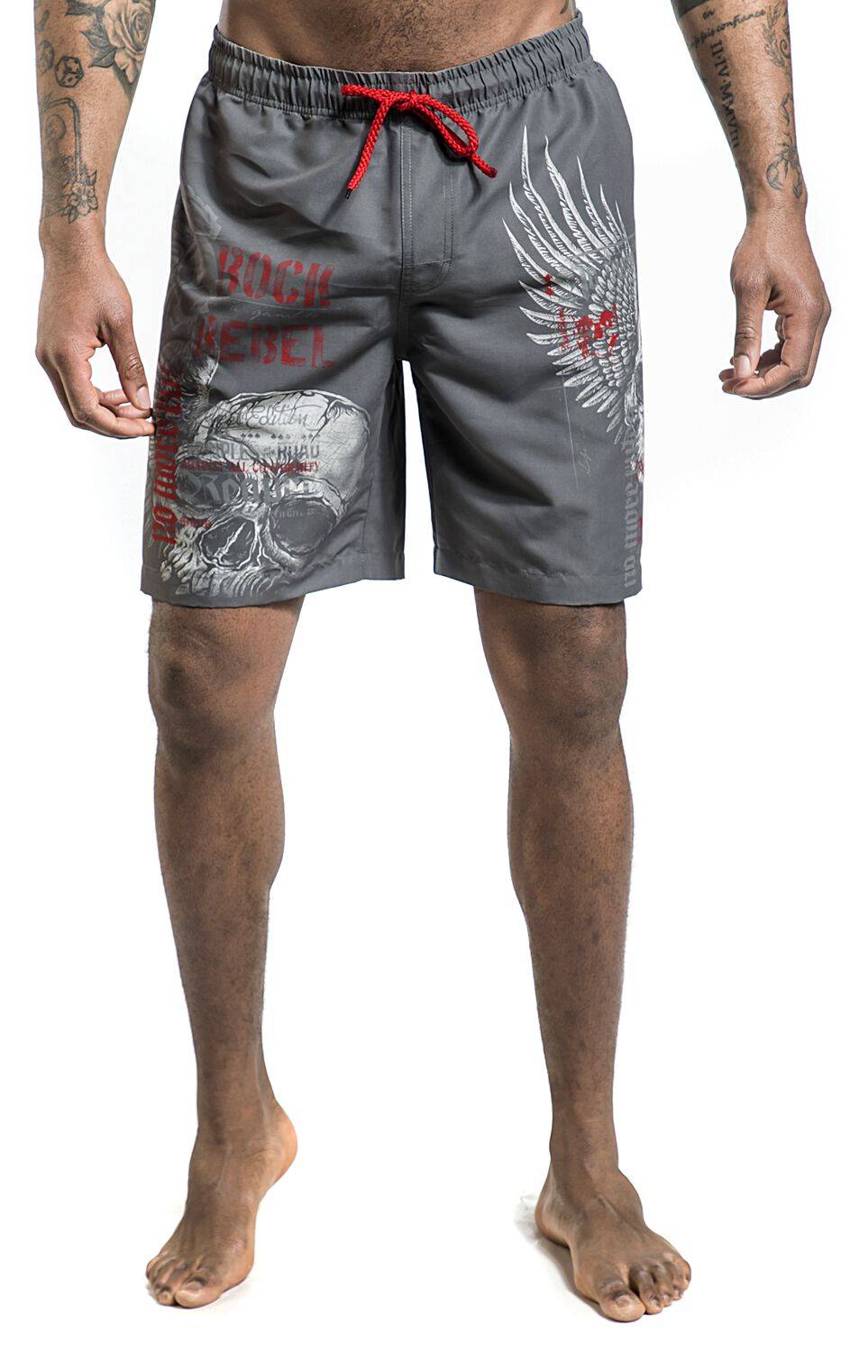 EMP Badeshort grau von Rock Rebel by EMP Fabrikverkauf
