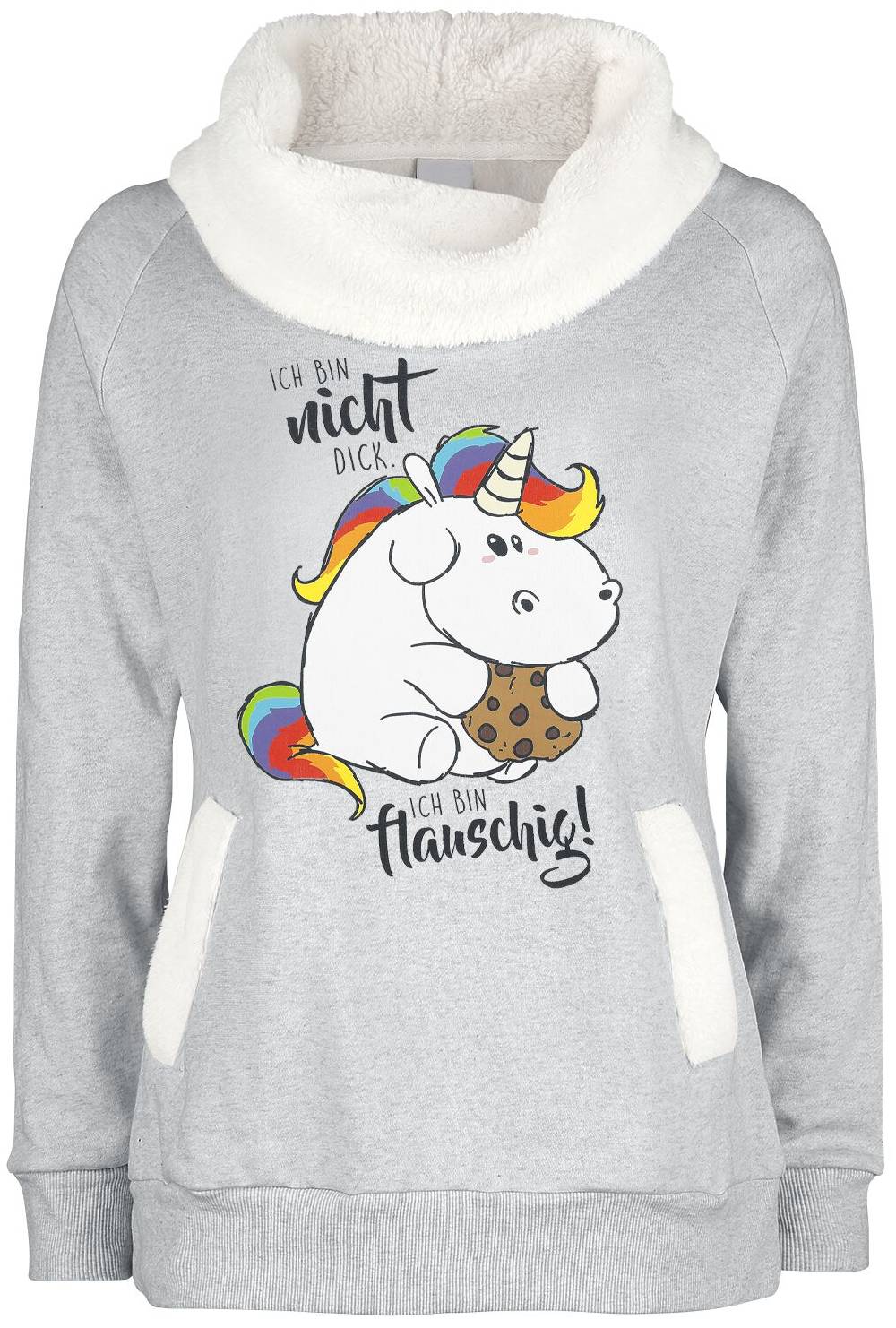 EMP "Ich bin nicht dick. Ich bin flauschig!" Sweatshirt grau meliert von Pummeleinhorn Großer Ausverkauf
