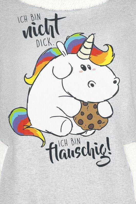 EMP "Ich bin nicht dick. Ich bin flauschig!" Sweatshirt grau meliert von Pummeleinhorn Großer Ausverkauf