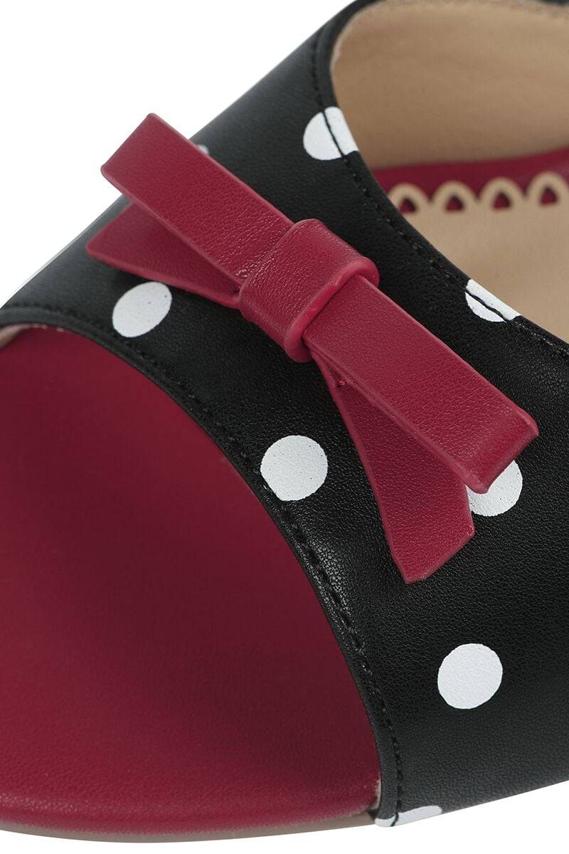 EMP "Poppy Polka Open Toe Sandals" High Heel schwarz/rot von Banned Retro Vatertagsangebot