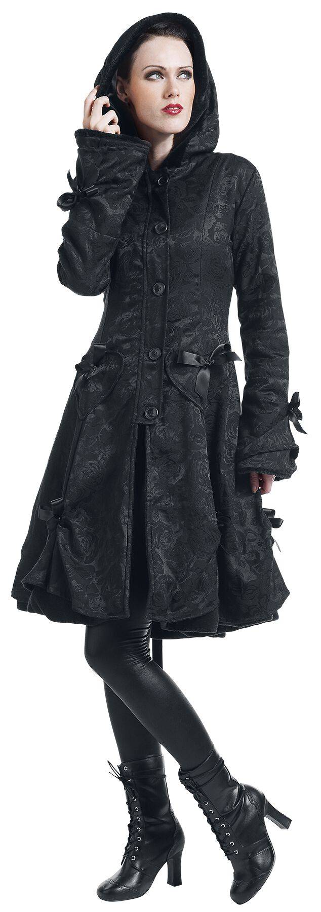 EMP "Alice Rose Coat" Wintermantel schwarz von Poizen Industries Speichern exportieren