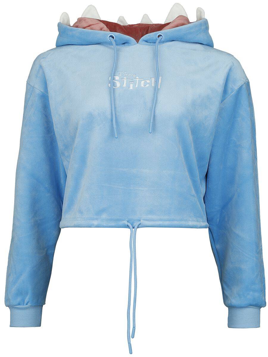 EMP "Stitch Novelty Cropped" Kapuzenpullover blau von Lilo & Stitch Sonderangebot der Fabrik