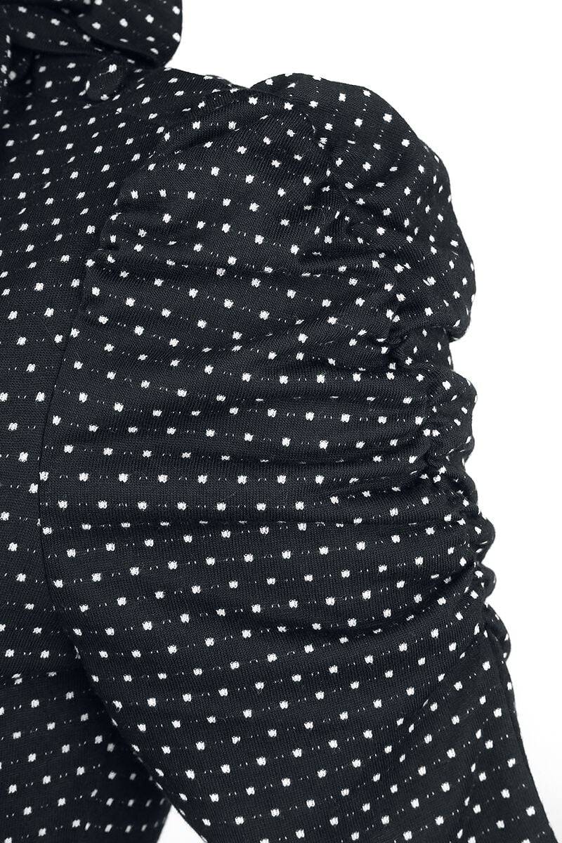 EMP "Posie Black Polka Dot Tie-neck Dress" Mittellanges Kleid schwarz von Voodoo Vixen Weihnachtsangebot