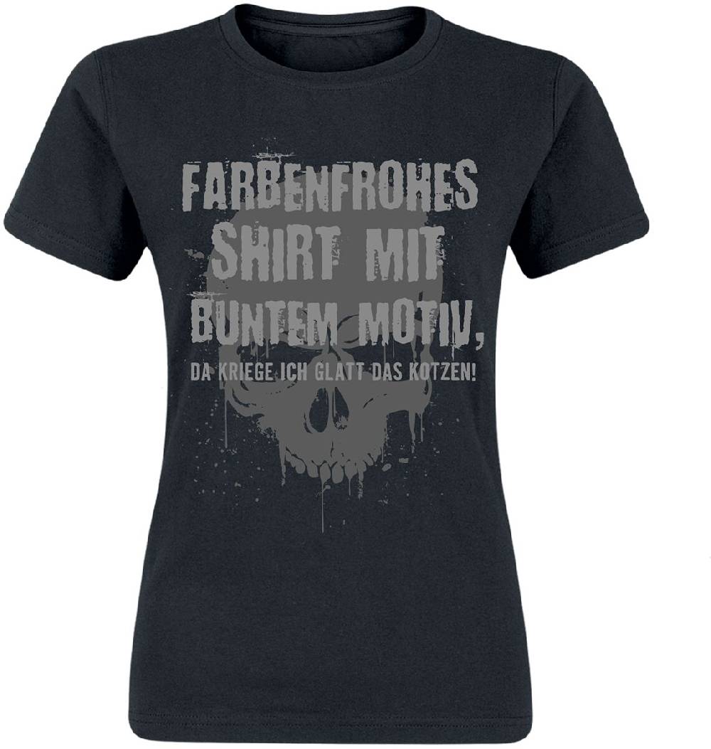 EMP "Farbenfrohes Shirt mit buntem Motiv" T-Shirt schwarz von Sprüche Riesige Ersparnisse