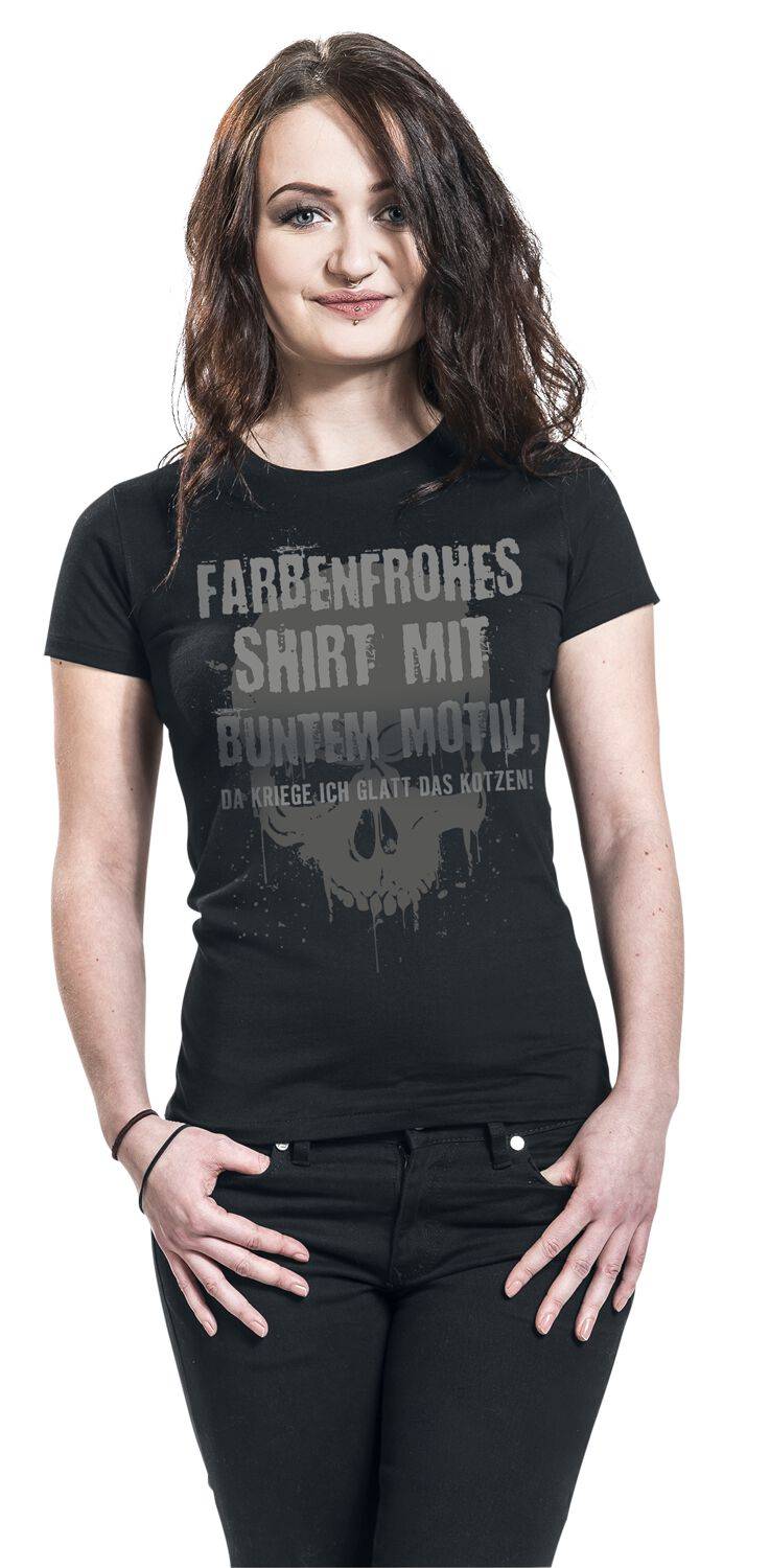 EMP "Farbenfrohes Shirt mit buntem Motiv" T-Shirt schwarz von Sprüche Riesige Ersparnisse