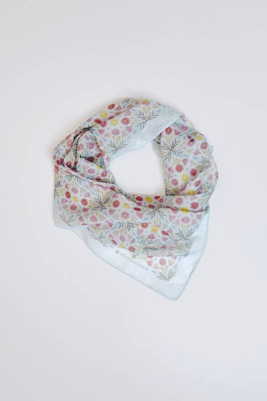 ﻿Rockmacherin Daisy Tuch 65 x 65 cm, rolliert mit Seide in buntem Print Versandkostenfrei