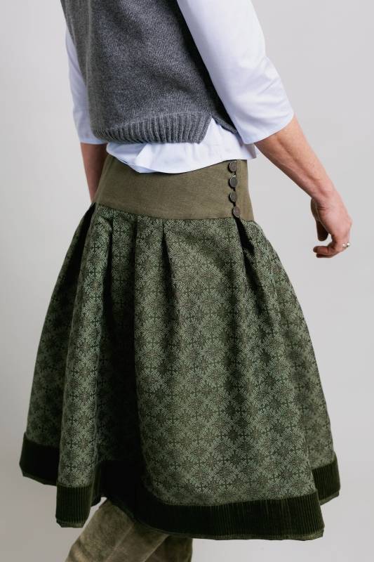 Rockmacherin Kronze Trachtenrock mit Blätterrauten auf Baumwolljacquard Valentinstagsangebot