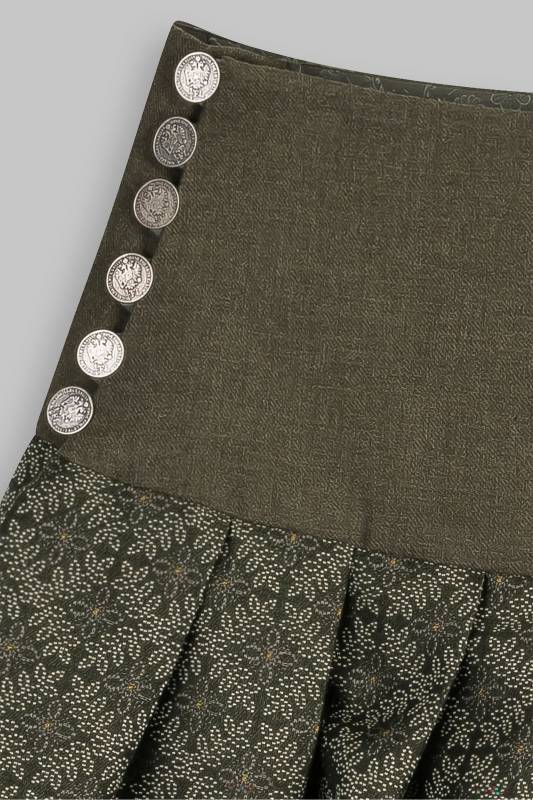 Rockmacherin Kronze Trachtenrock mit Blätterrauten auf Baumwolljacquard Valentinstagsangebot