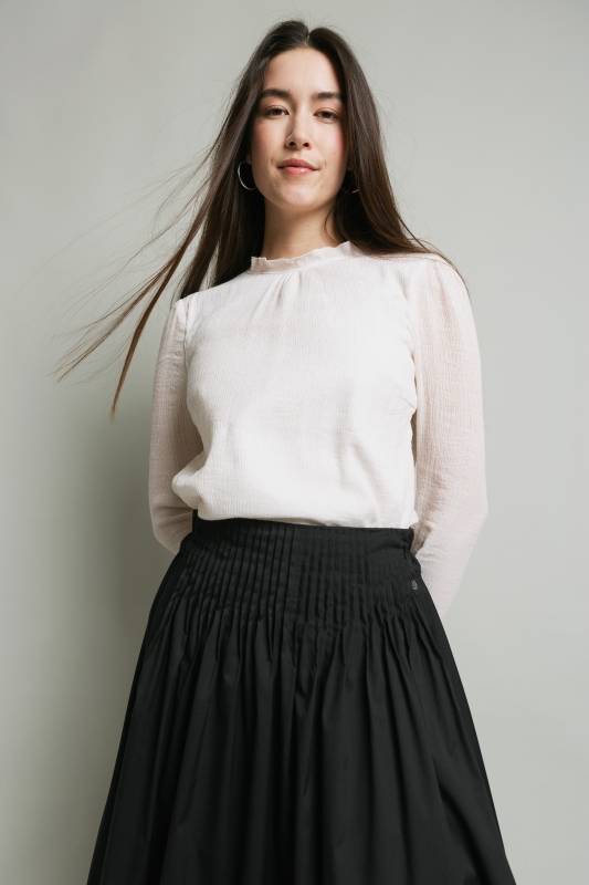 Rockmacherin Lucia Romantische Damenbluse aus Viskose-Crêpe Super Sparpreis