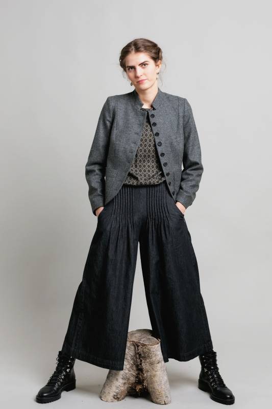 Rockmacherin Sempt Hosenrock aus weichem Denim mit Biesen und Gummizug Discount Store für neue Produkte
