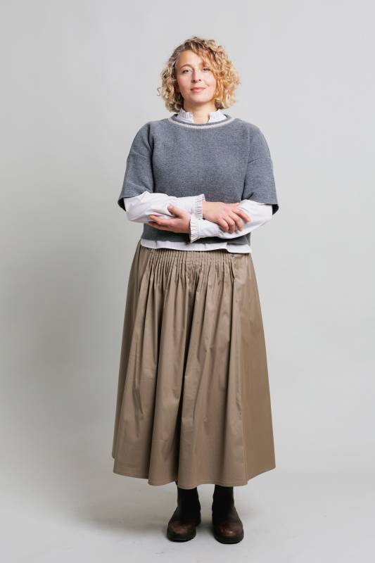 Rockmacherin Ella Trachtiger Strickpullover mit kurzem Arm Speichern exportieren