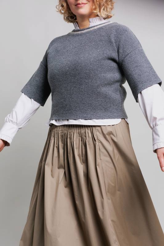Rockmacherin Ella Trachtiger Strickpullover mit kurzem Arm Speichern exportieren