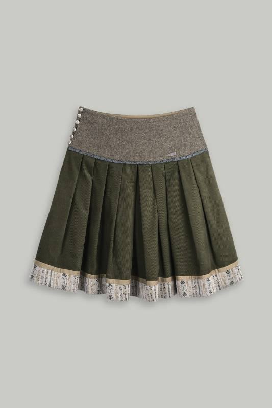 Rockmacherin Mooskissal Trachtenrock mit Feincord und Jacquardmuster im Saum Exklusivangebot
