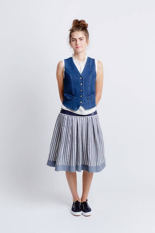 Rockmacherin Resal Damenweste aus Denim im klassischen Stil Outlet
