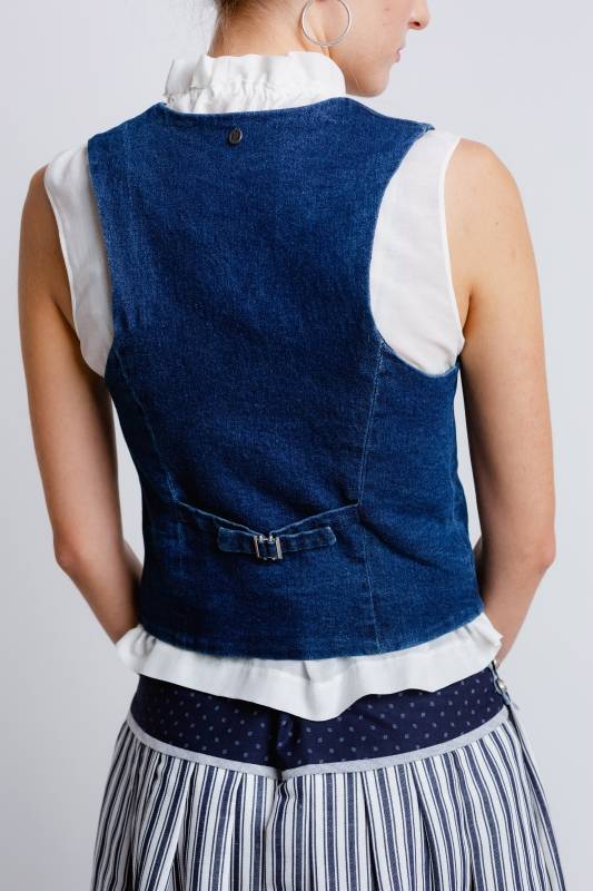 Rockmacherin Resal Damenweste aus Denim im klassischen Stil Outlet