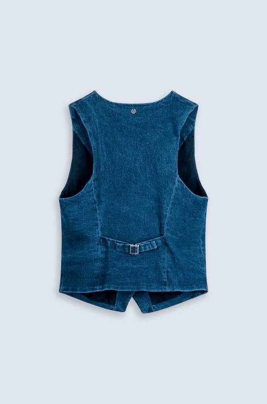 Rockmacherin Resal Damenweste aus Denim im klassischen Stil Outlet