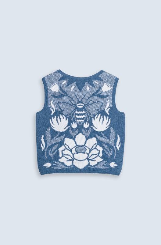Rockmacherin Wally Strickweste mit Jacquardmuster und Reißverschluss Günstig kaufen