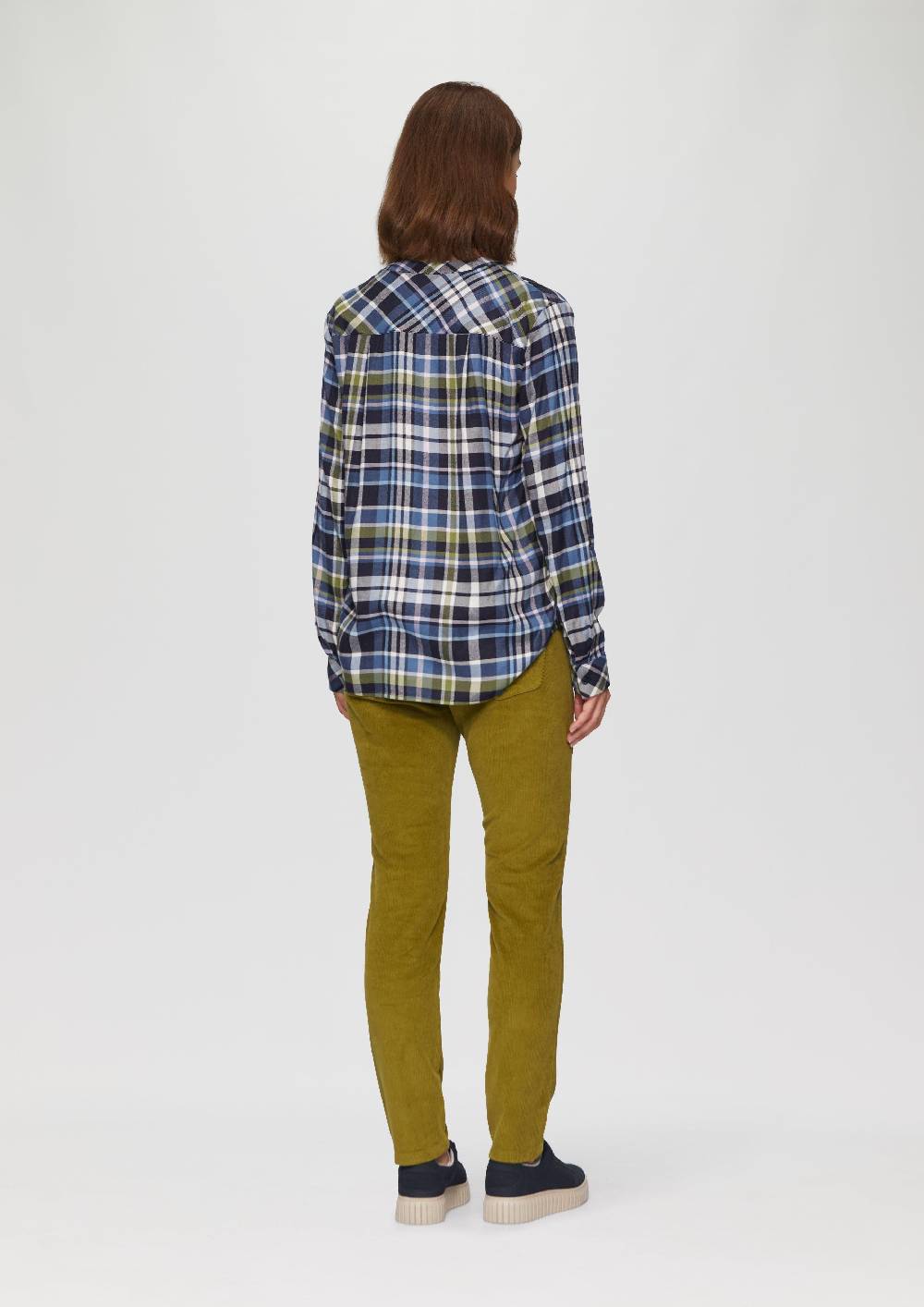 S.Oliver Karierte Bluse aus Viskosemix und Krempel-Detail Osterangebot