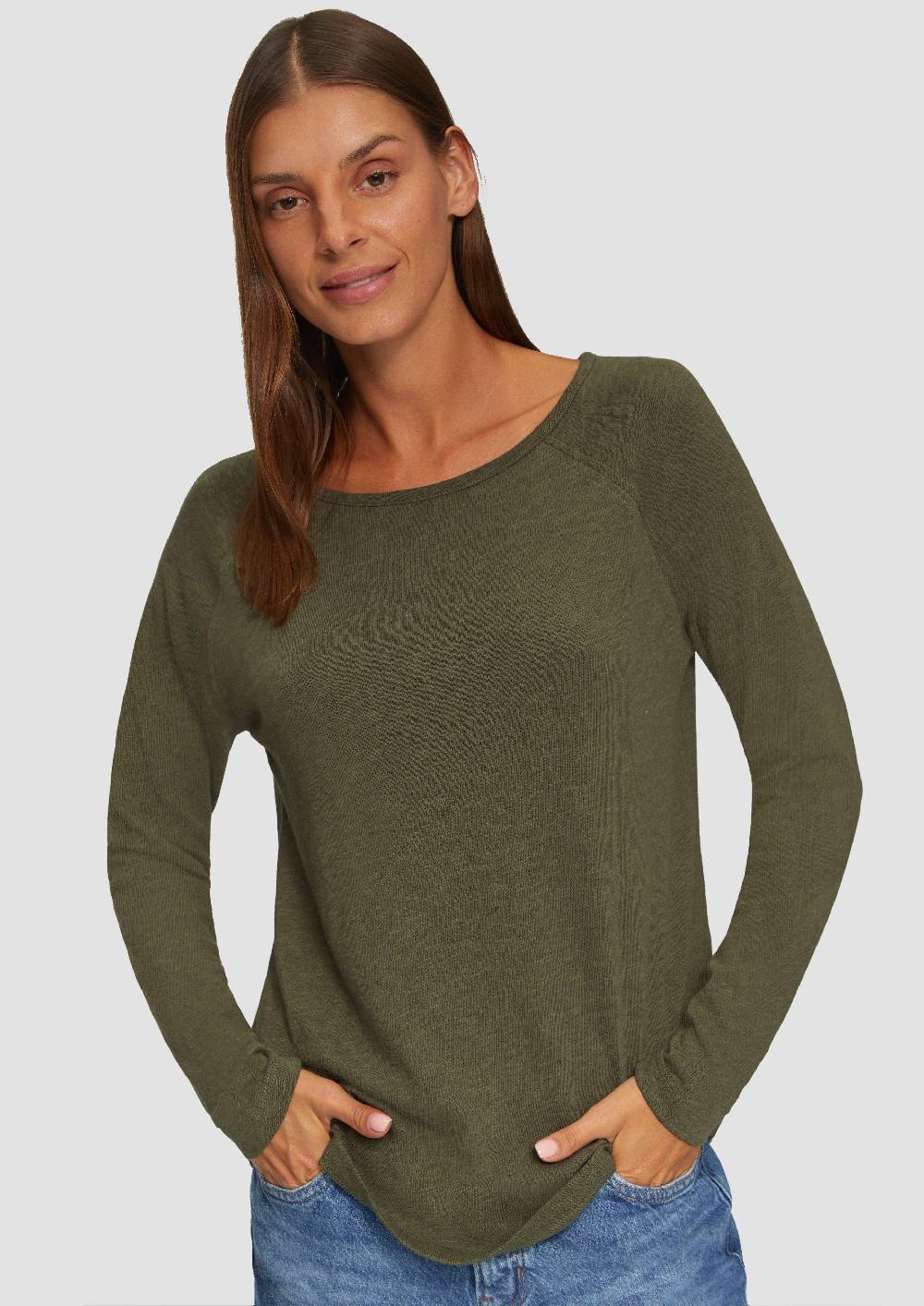 S.Oliver Langarmshirt mit Flammgarnstruktur und Raglanärmeln Online Outlet