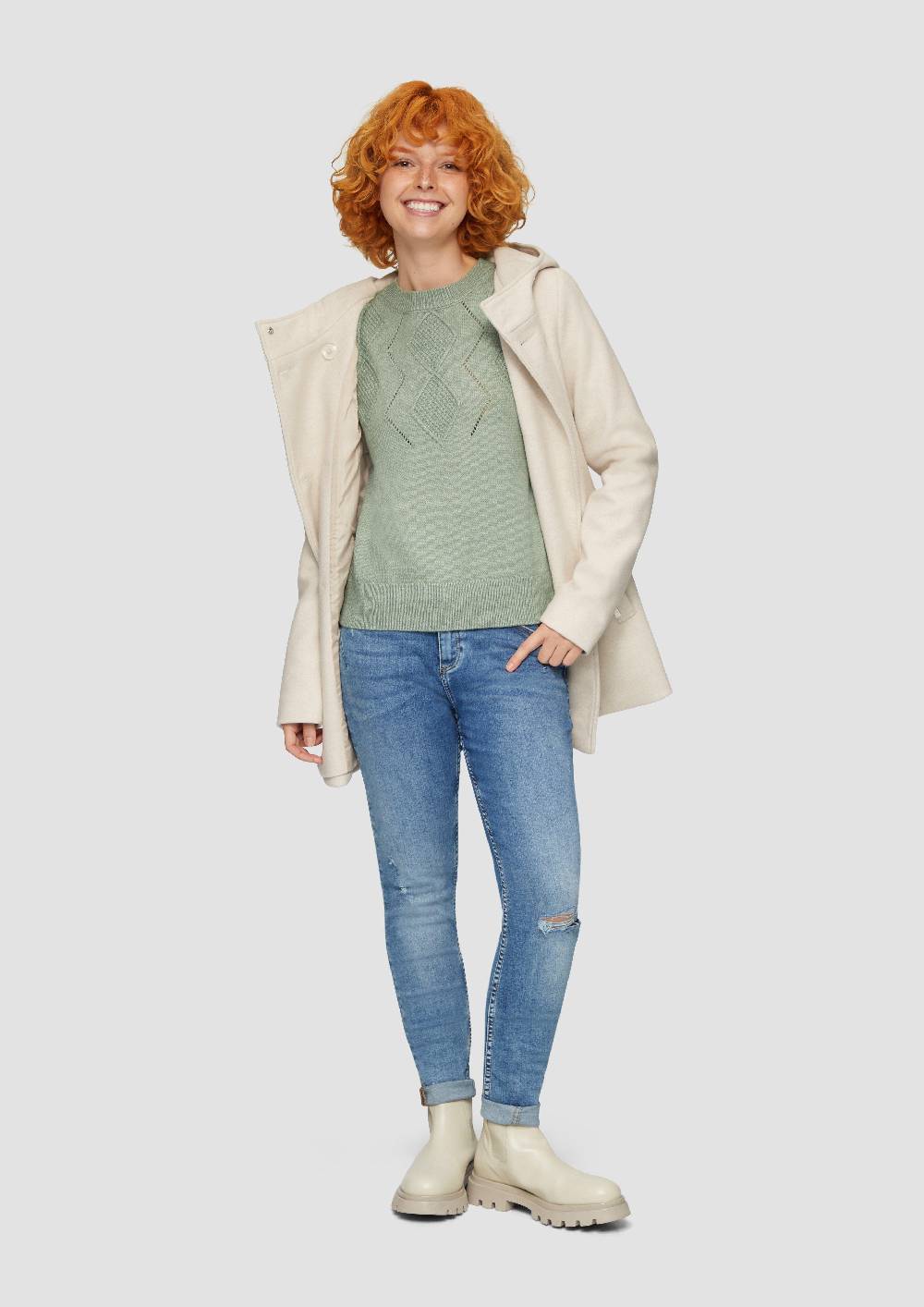 S.Oliver Pullover aus Viskosemix mit Ajour-Muster Bis zu 50% Rabatt