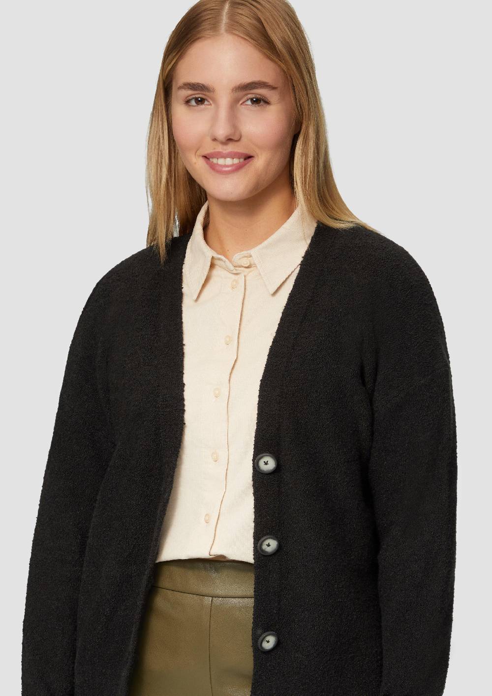 S.Oliver Strickjacke aus Baumwoll-Bouclé Sonderangebot der Fabrik