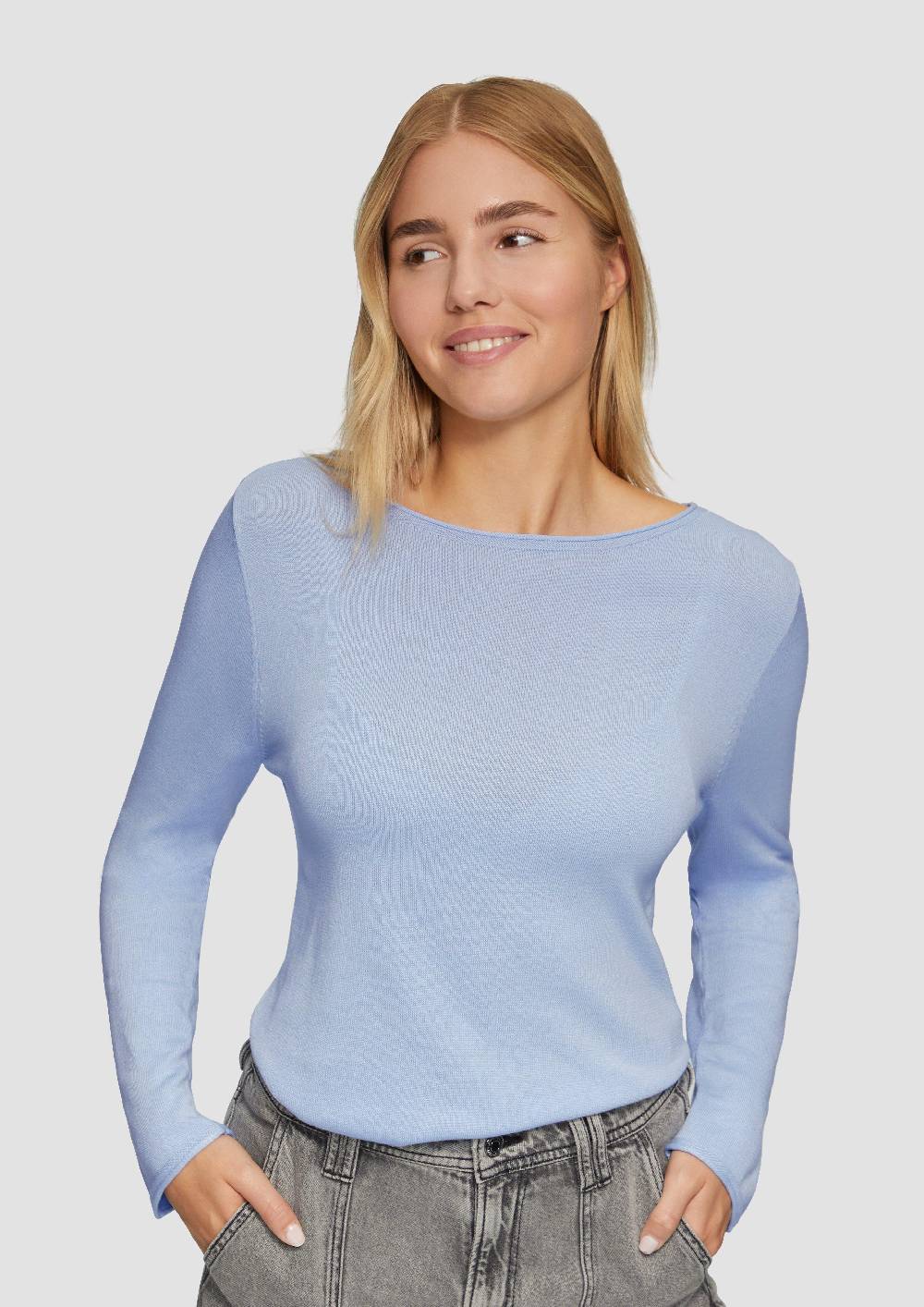 S.Oliver Leichter Feinstrickpullover mit Rollkante Im Verkauf