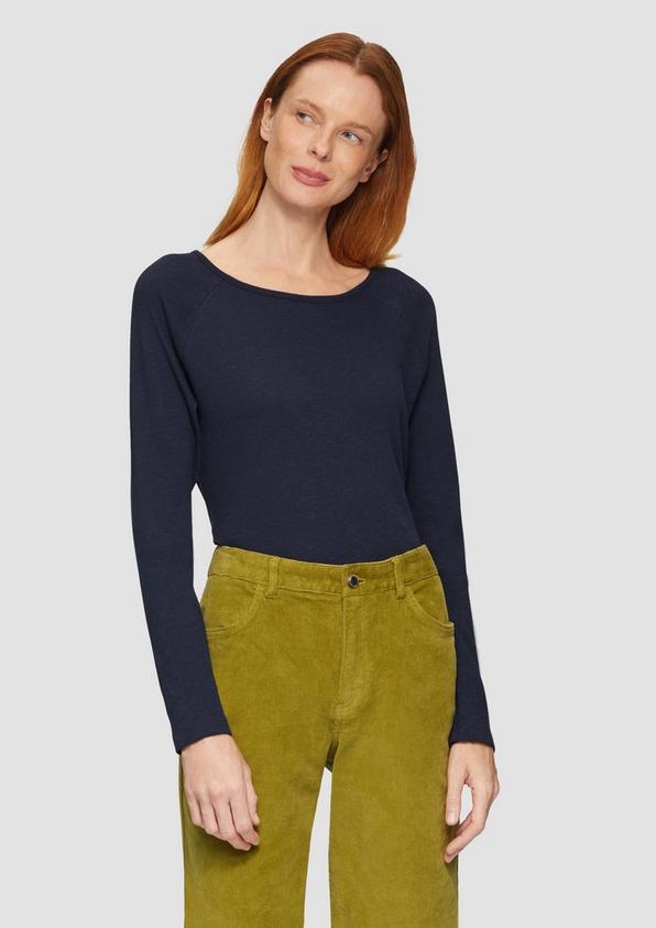 S.Oliver Langarmshirt mit Flammgarnstruktur und Raglanärmeln Günstiger Verkauf