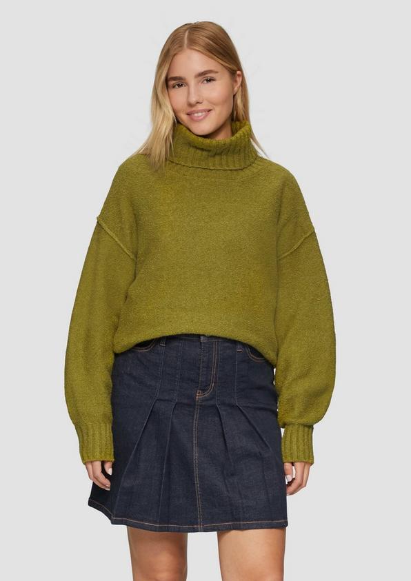 S.Oliver Weicher Rollkragenpullover aus Baumwoll-Bouclé Fabrikverkauf