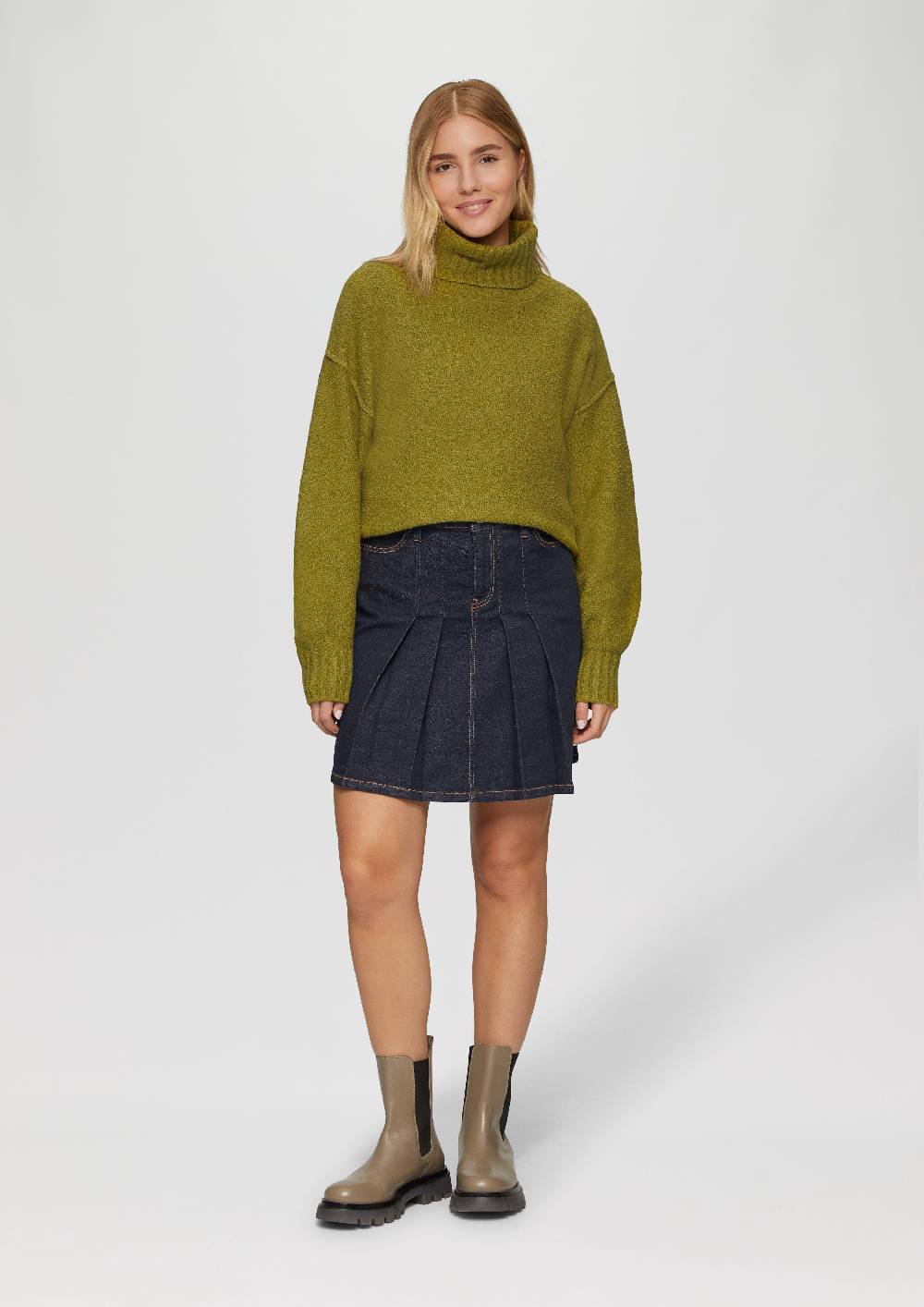 S.Oliver Weicher Rollkragenpullover aus Baumwoll-Bouclé Fabrikverkauf