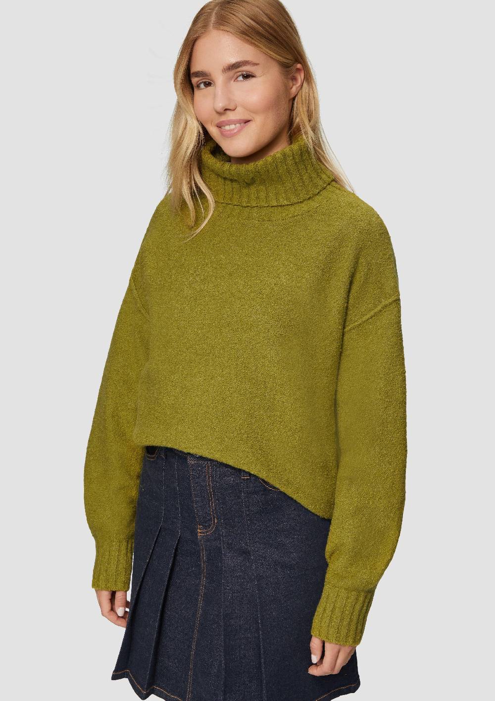 S.Oliver Weicher Rollkragenpullover aus Baumwoll-Bouclé Fabrikverkauf