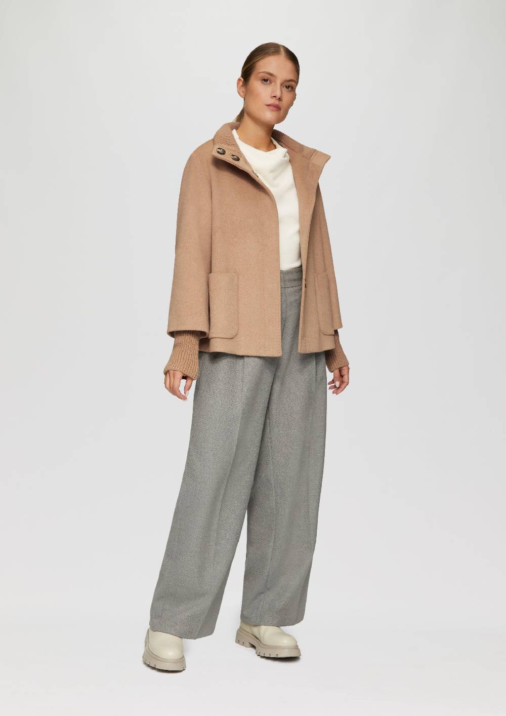 S.Oliver Jacke aus Wollmix mit Rippbündchen Fabrik Onlineshop