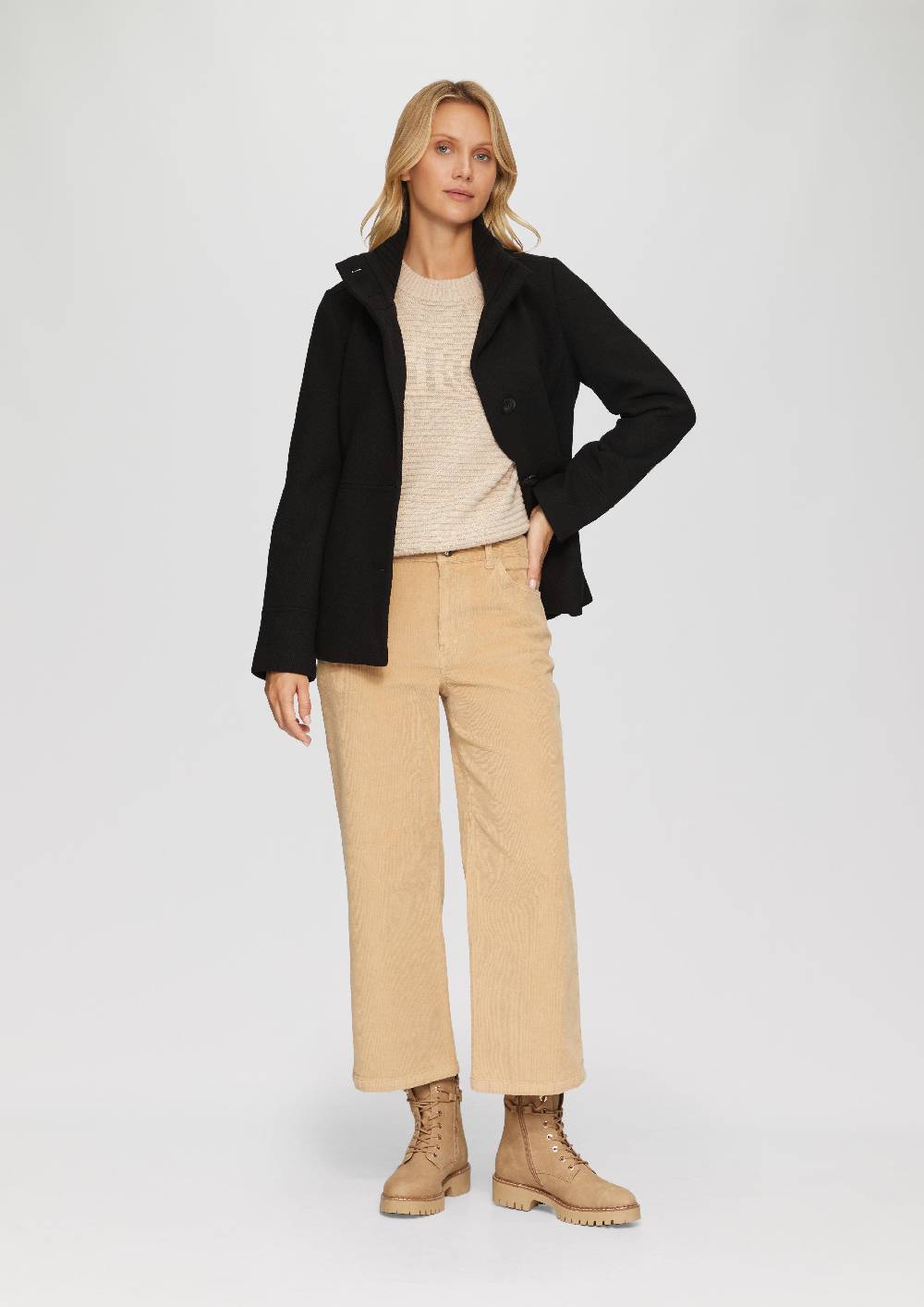 S.Oliver Twilljacke mit Strick-Stehkragen und Eingrifftaschen Versandkostenfrei