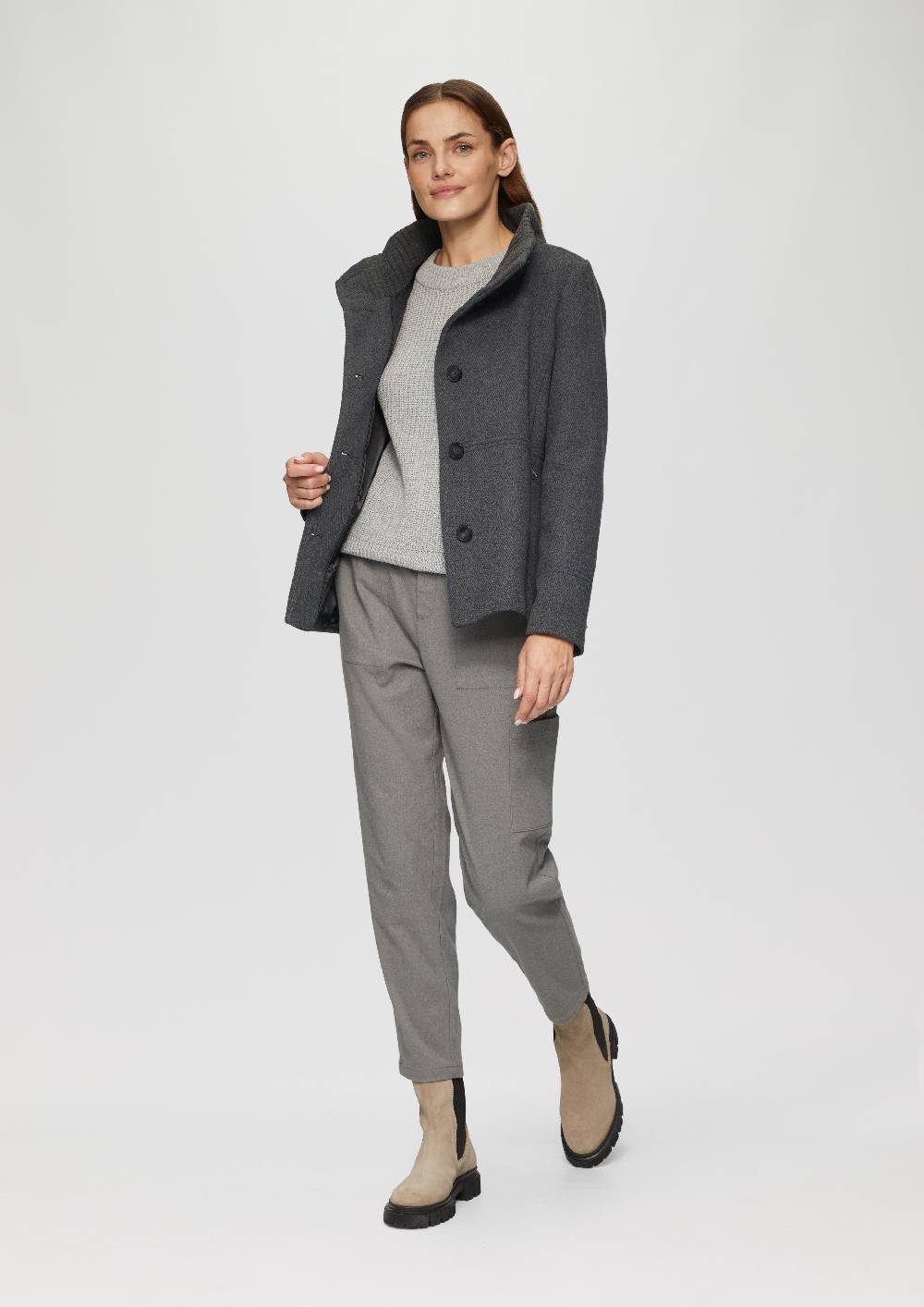 S.Oliver Twilljacke mit Strick-Stehkragen und Eingrifftaschen Großer Ausverkauf